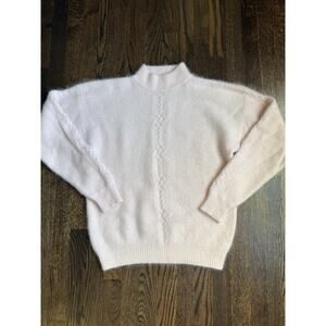 Talbots Vintage Fuzzy Pale Pink Lambswool Angora Sweater L